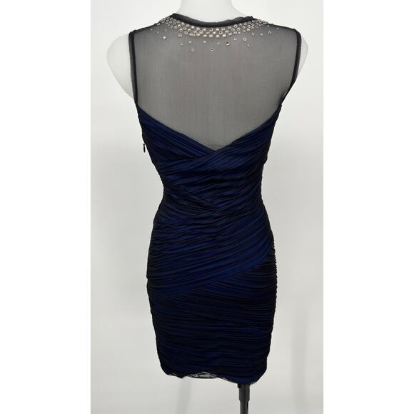 BCBG Maxazria Camira Dress Sz XS Black Blue NEW Bandage BodyCon Mini Embellished - Picture 5 of 13